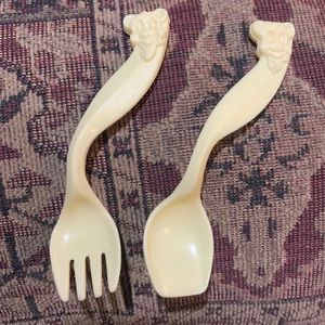 Vintage plastic infant spoon and fork